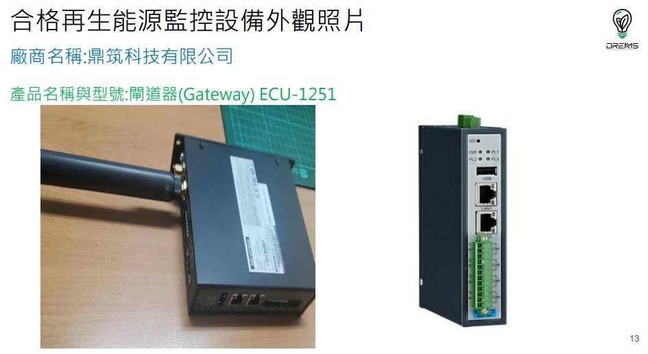 合格再生能源監控設備外觀照片